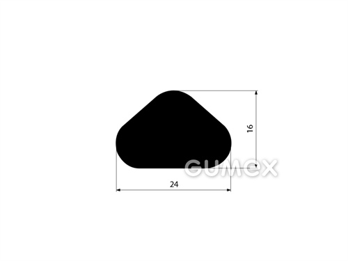 "Dreieck" Gummiprofil, 16x24mm, 70°ShA, EPDM, -40°C/+100°C, schwarz, 